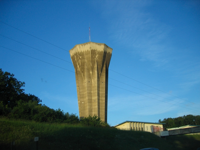 Leaving France, a watertower