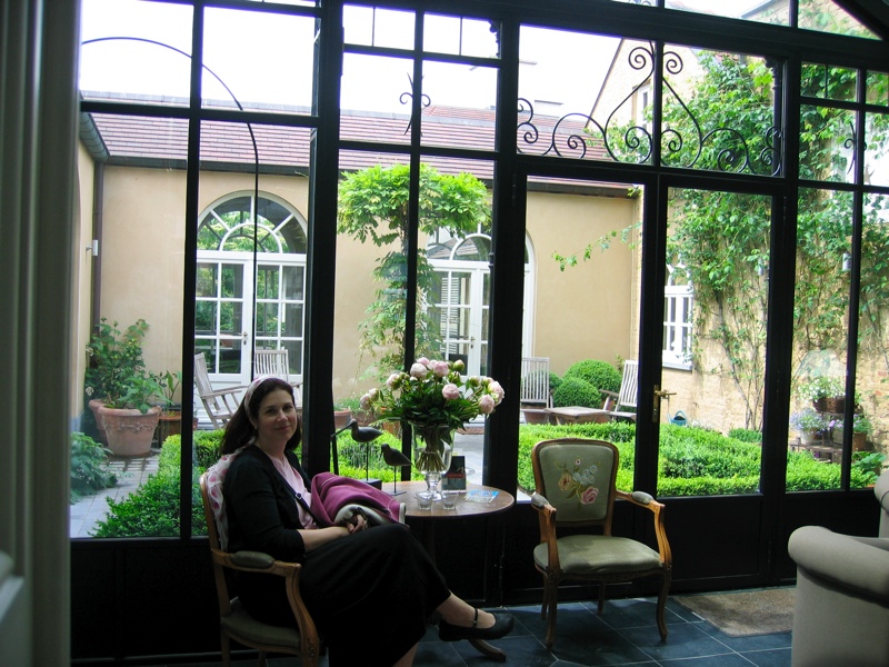 Relaxing in the hotel's sitting room